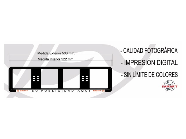 Portaplacas con marco publicitario