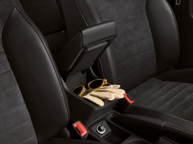KOMPLETT-SET Mittelarmlehne Armlehne Leder Bezug Schwarz zum einfachen  Nachrüsten für Seat Ibiza IV 6J ab 08-17
