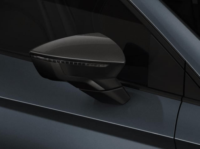 Decorative housing for rear-view mirror in carbon fibre